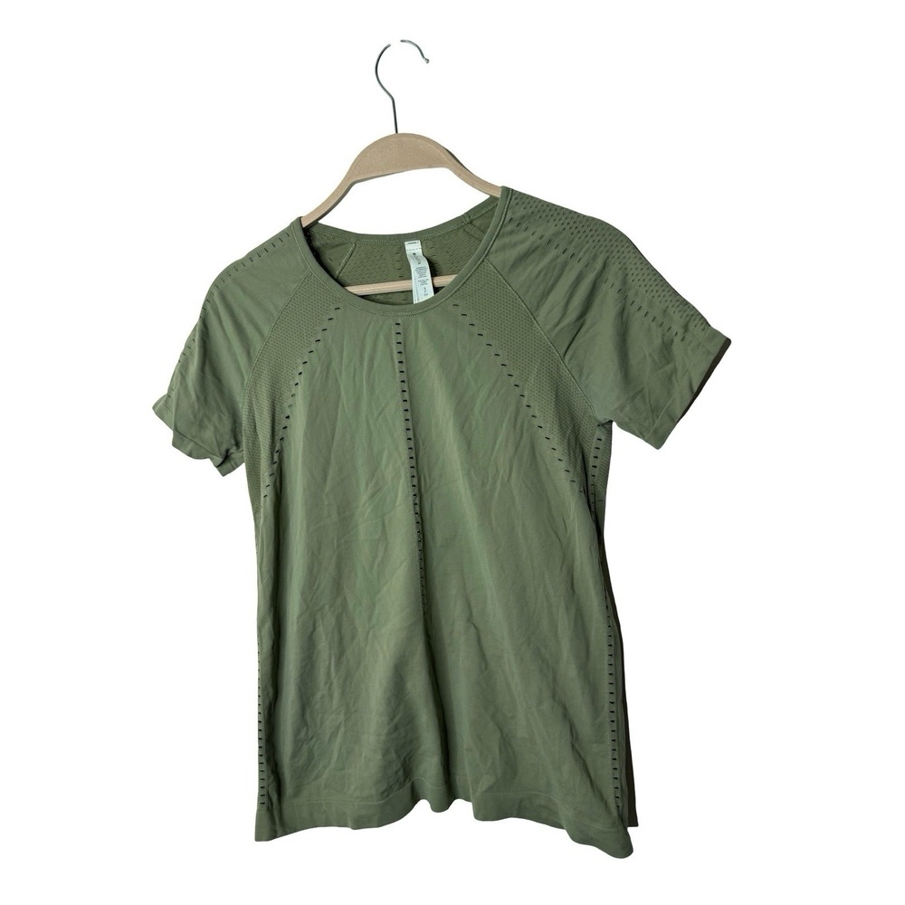 ATHLETA Foothill Tee Top Shadow Olive S Small Gym Run Yoga Wicking